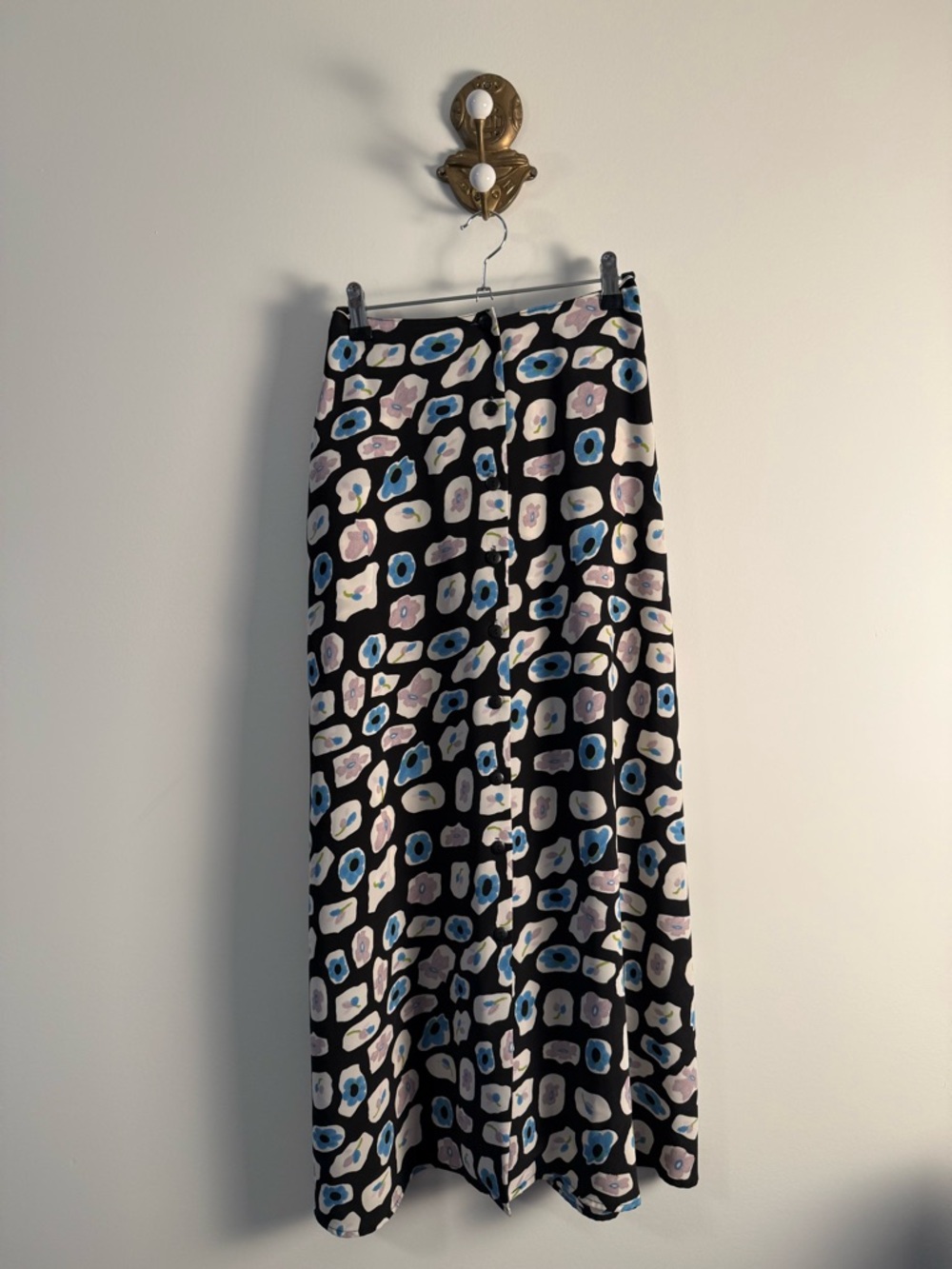 Vintage button up maxi skirt with floral prnt